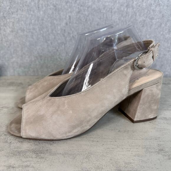 Seychelles Playwright II Heeled Sandal Womens US 10 Leather Peep Toe Slingback - Picture 4 of 7